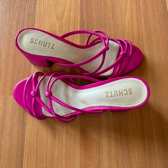 SCHUTZ Shoes Schutz Princey Strappy Slide Sandals Hot Pink